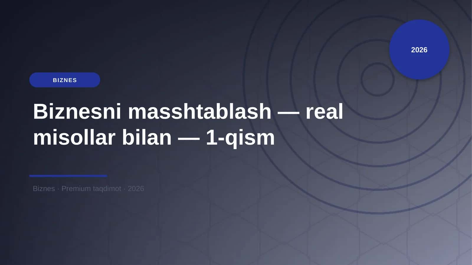 Biznesni masshtablash — real misollar bilan — 1-qism 1