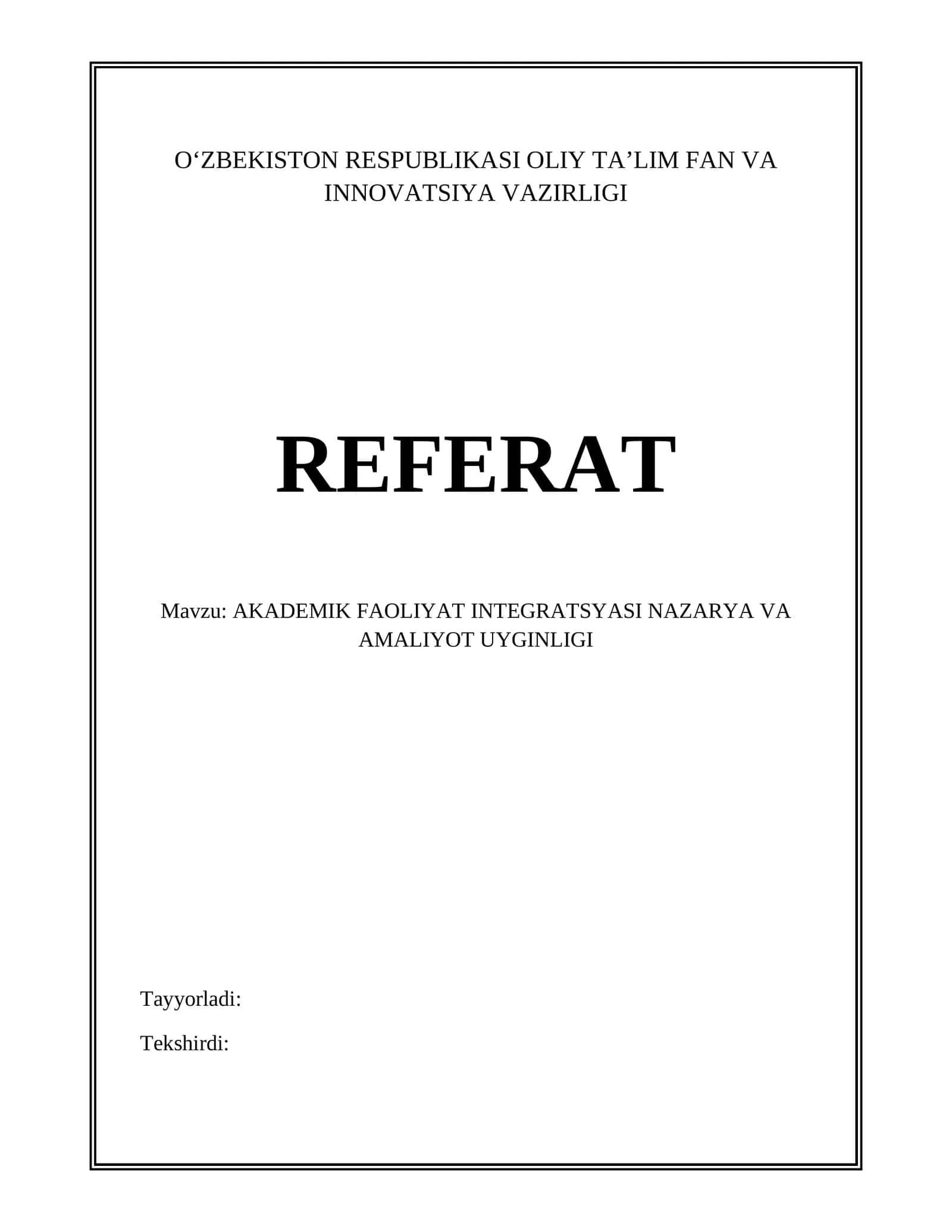 AKADEMIK FAOLIYAT INTEGRATSYASI NAZARYA VA AMALIYOT UYGINLIGI 1