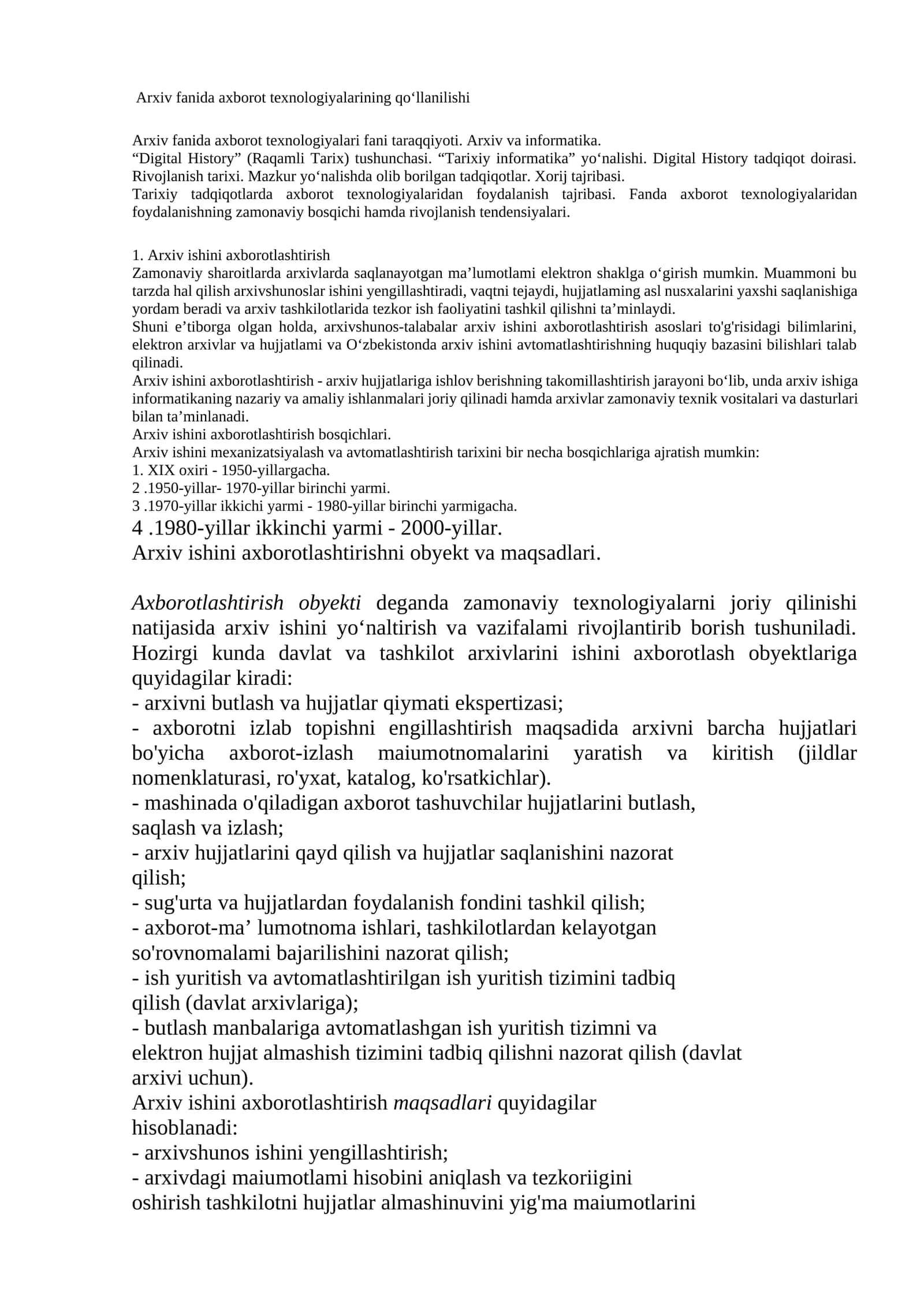 Arxiv fanida axborot texnologiyalarining qo‘llanilishi 1