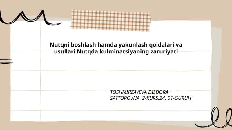 Nutqni boshlash hamda yakunlash qoidalari va usullari 1