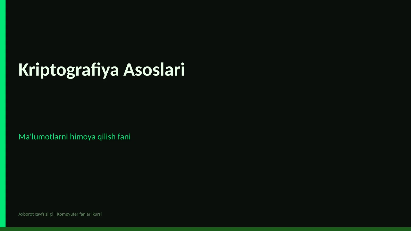 Kriptografiya Asoslari 1
