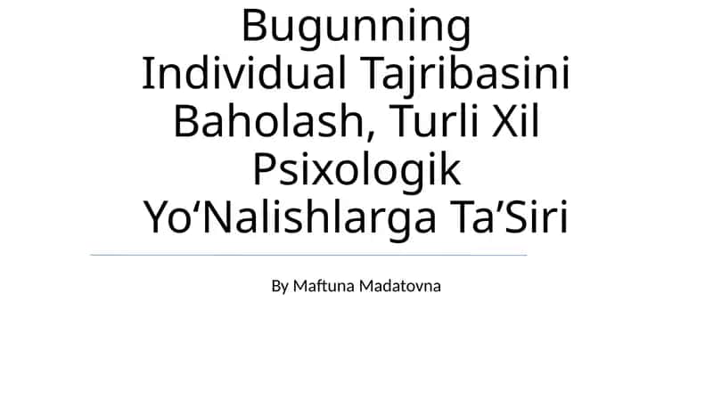 Psixologiya Tarixi va Tajriba Tushunchalari 1