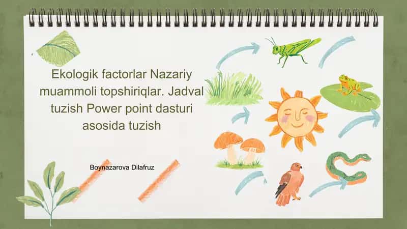 Ekologik omillar nazariy muammoli topshiriqlar (PowerPoint taqdimoti) 1