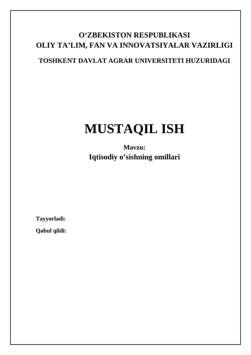 Iqtisodiy o'sishning omillari 1