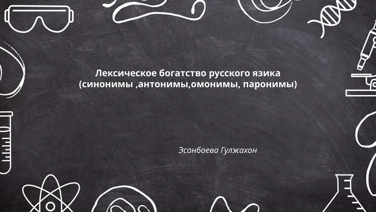 Лексическое богатство русского язика (синонимы,антонимы,омонимы, паронимы) 1