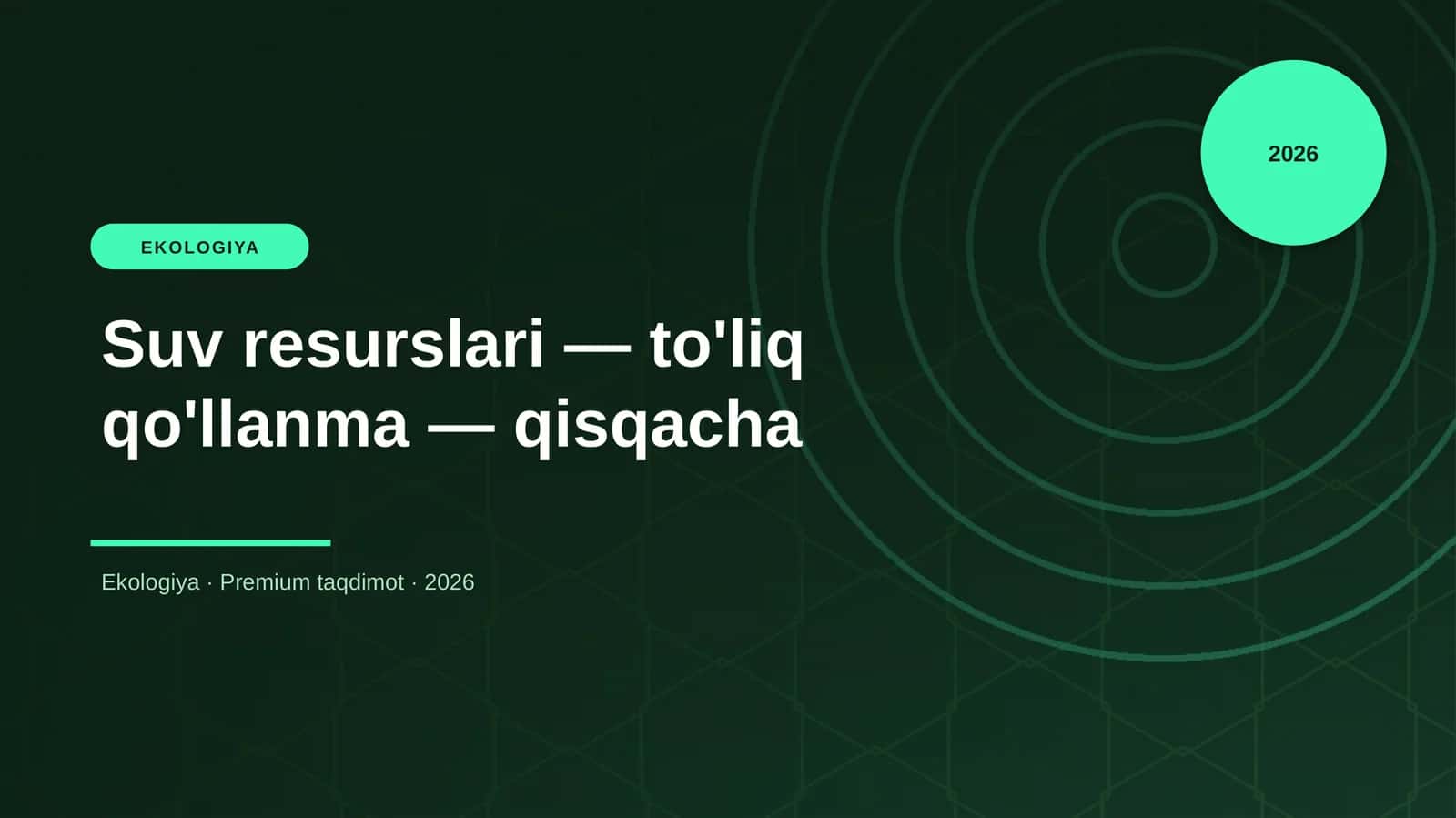 Suv resurslari — to'liq qo'llanma — qisqacha 1