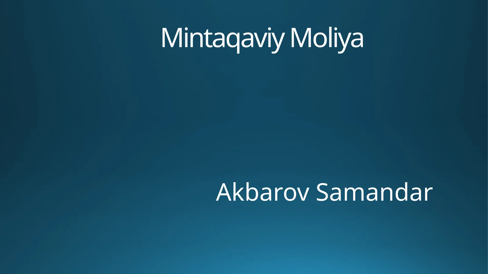 Mintaqaviy Moliya 1