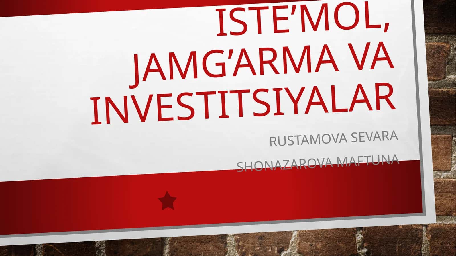 Iste’mol, jamg’ar mavainvestitsiyalar 1