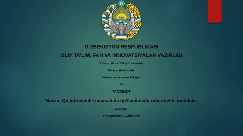 Zaharlovchi moddalar 1