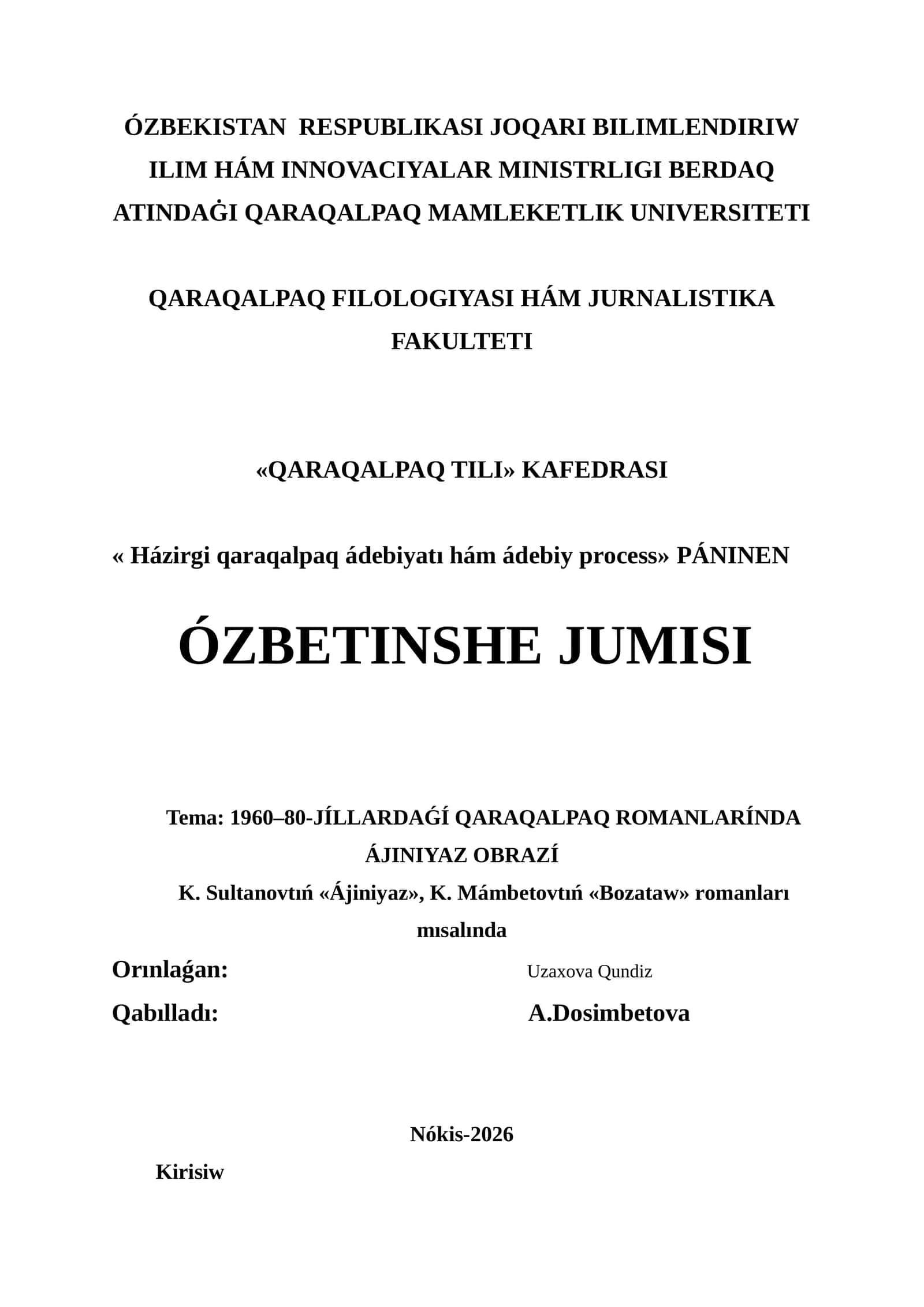 Qaraqalpaq tilida Ajiniyaz Obrazi 1