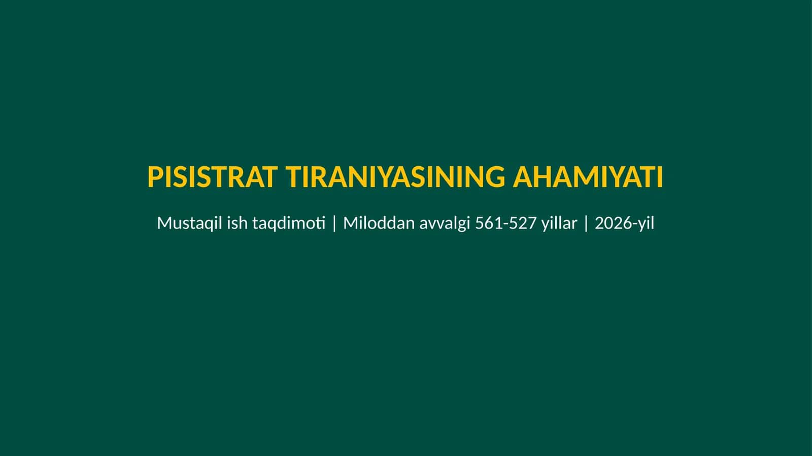 Pisistrat tiraniyasining ahamiyati 1