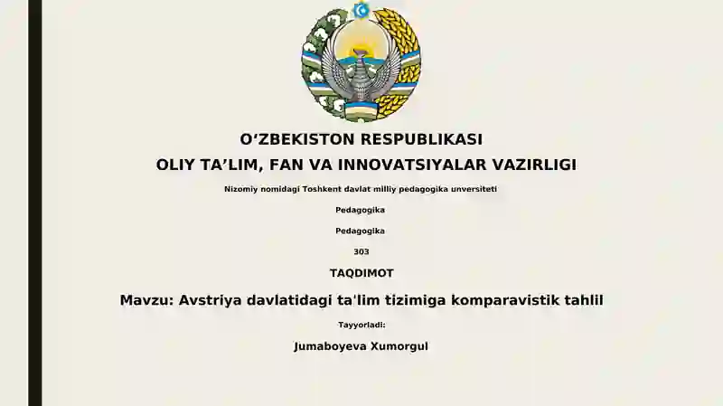 Avstriya ta'lim tizimiga komparativistik tahlil