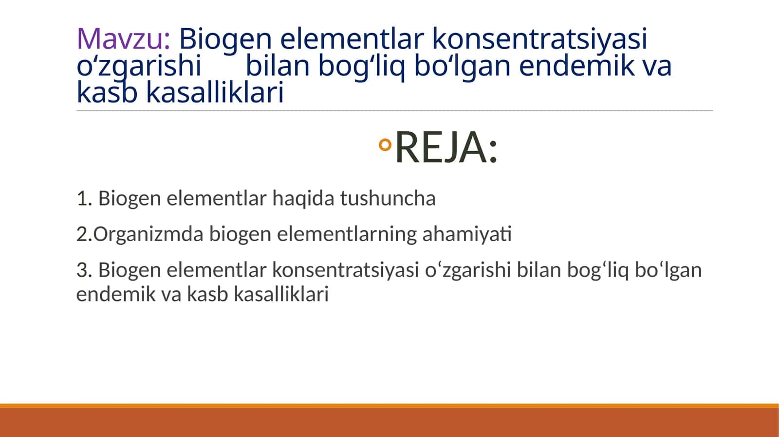 Biogenelementlar konsentratsiyasi o‘zgarishi bilan bog‘liq bo‘lganendemikva kasb kasalliklari 1