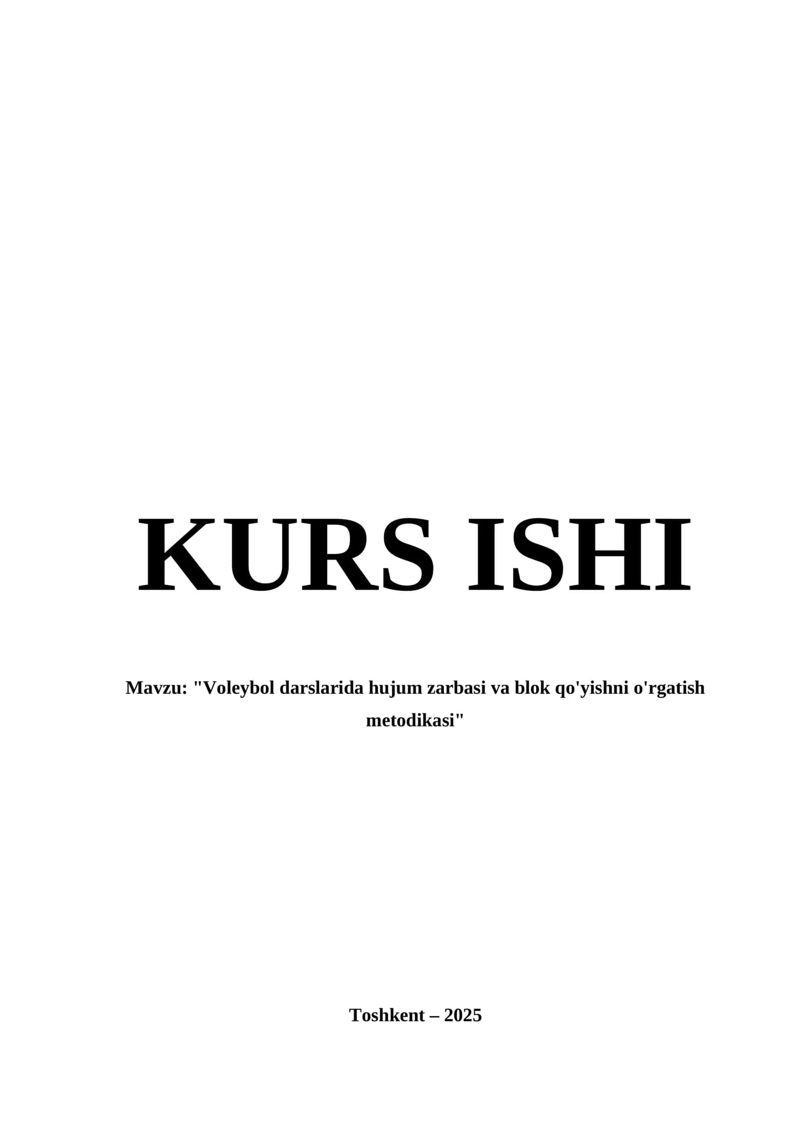Voleybol darslarida hujum zarbasi va blok qo'yishni o'rgatish metodikasi 1