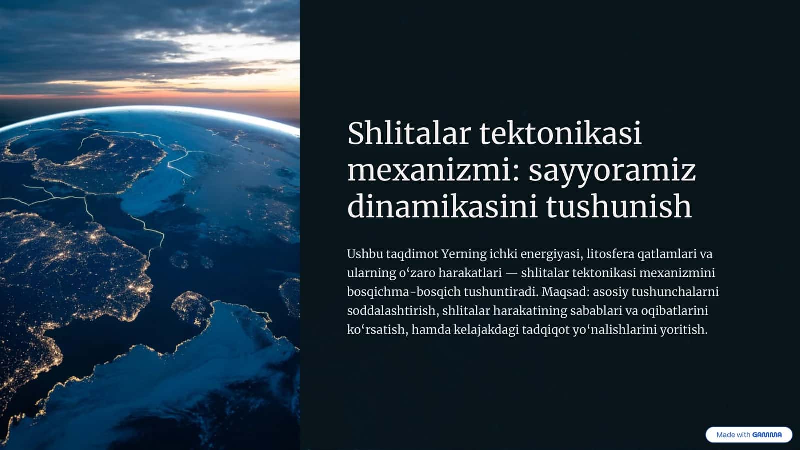 Shlitalar tektonikasi mexanizmi sayyoramiz dinamikasini tushunish 1
