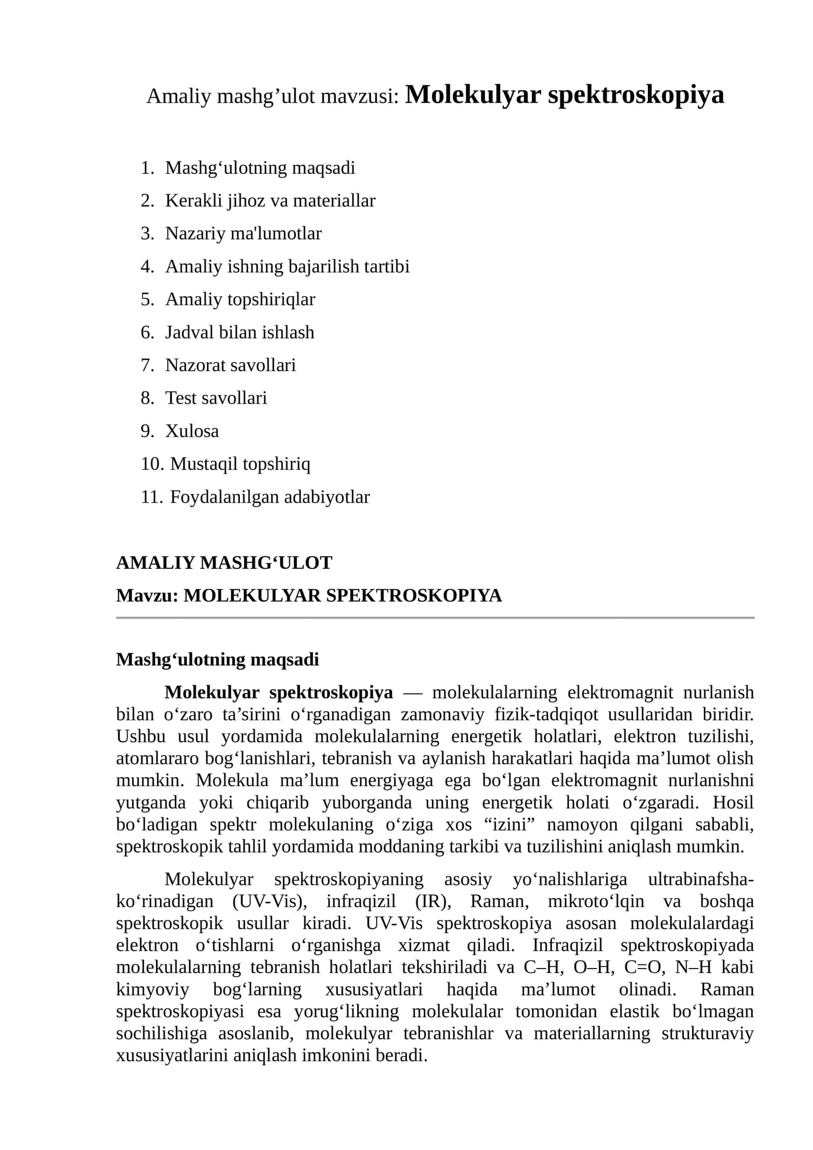 MOLEKULYAR SPEKTROSKOPIYA 1