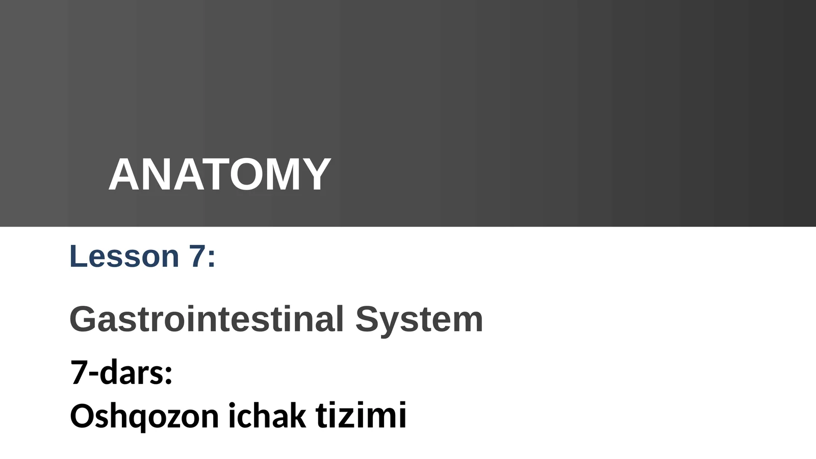 Gastrointestinal System 1
