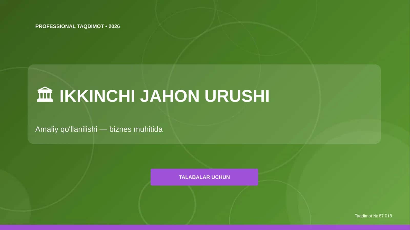IKKINCHI JAHON URUSHI 1