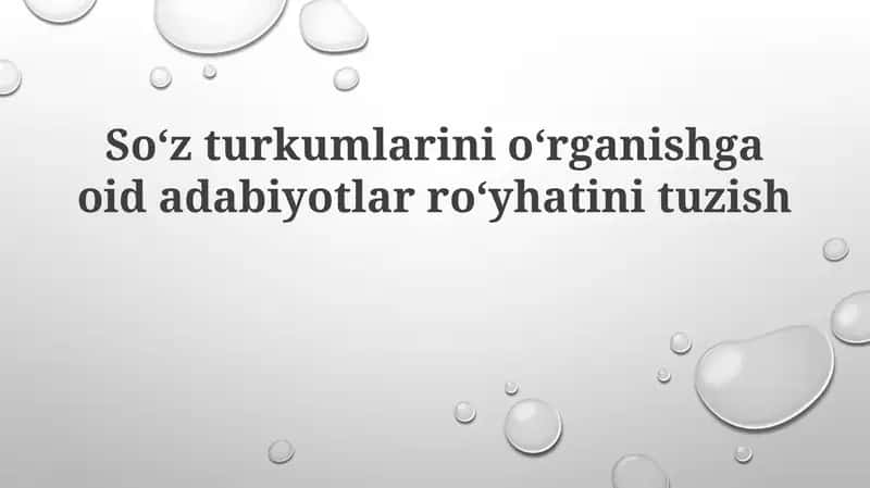 Soʻzturkumlarini oʻrganishga oid adabiyotlar roʻyhati 1