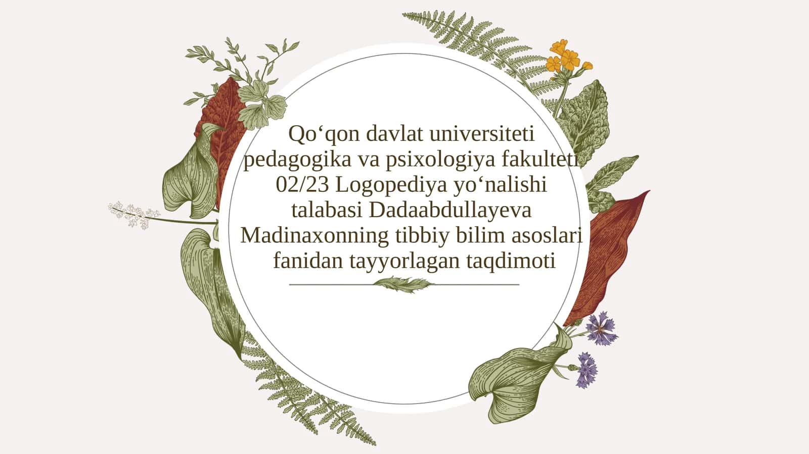 Tibbiy bilimas asoslari fanidan tayyorlagan taqdimoti 1