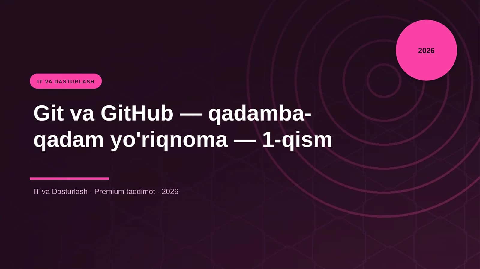 Git va GitHub — qadamba-qadam yo'riqnoma — 1-qism 1