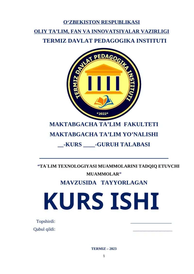 TA`LIM TEXNOLOGIYASI MUAMMOLARINI TADQIQ ETUVCHI MUAMMOLAR 1