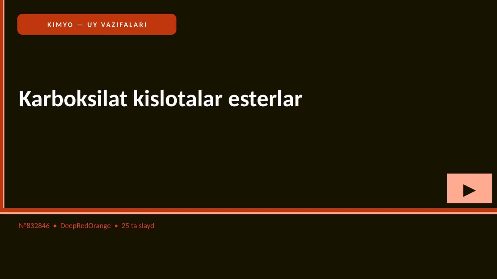 KIMYO — UY VAZIFALARI 1
