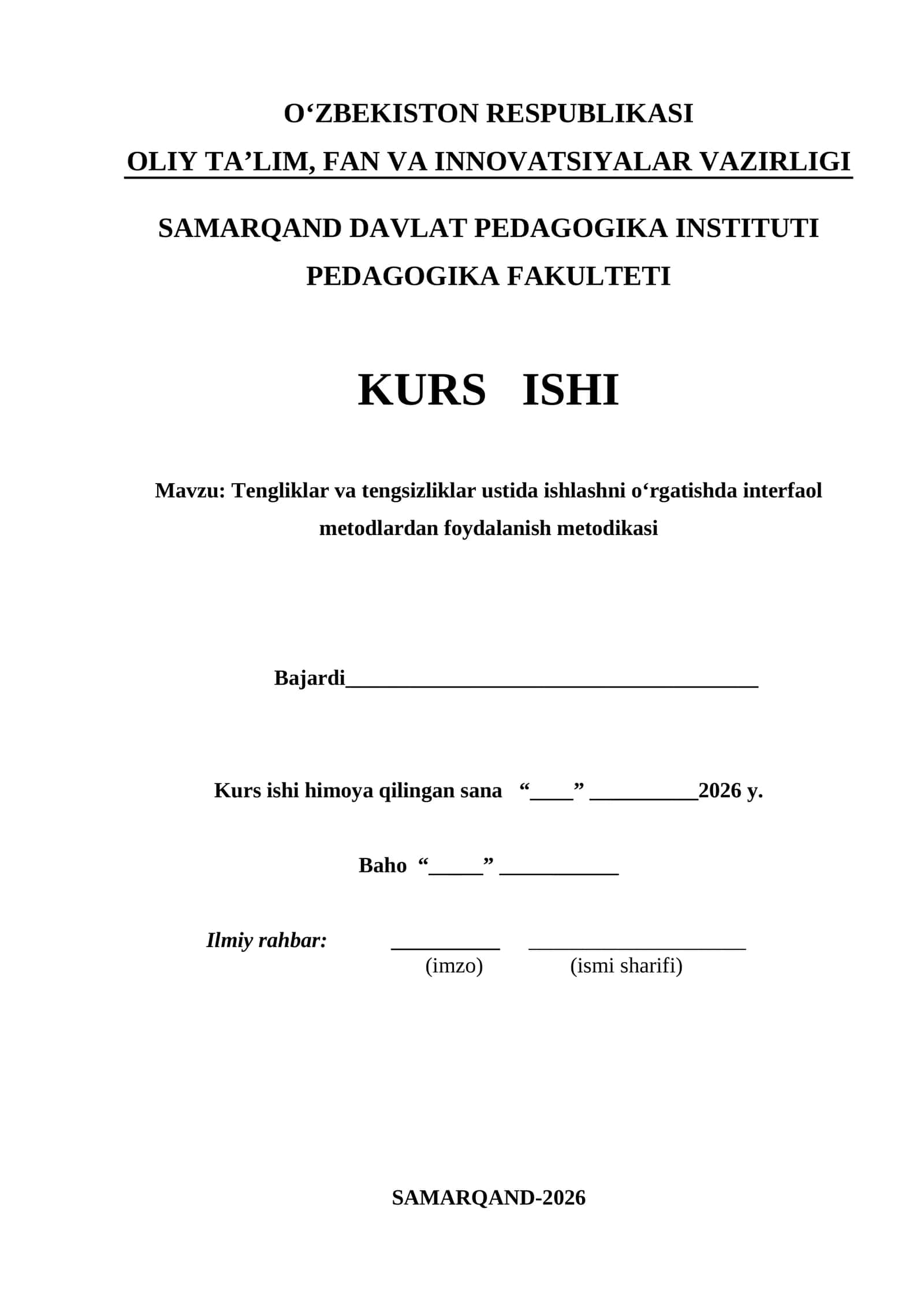 Tengliklar va tengsizliklar ustida ishlashni oʻrgatishda interfaol metodlardan foydalanish metodikasi 1