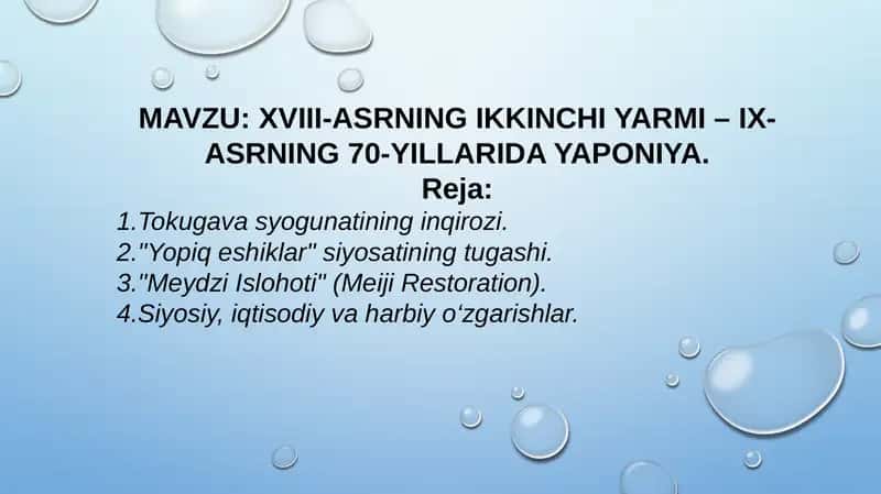 Yaponiya XVIII-ASRNING II yarmi – IX-ASRNING 70-yillarida 1
