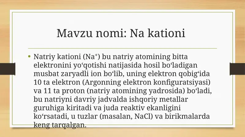 Natriy Kationi 1