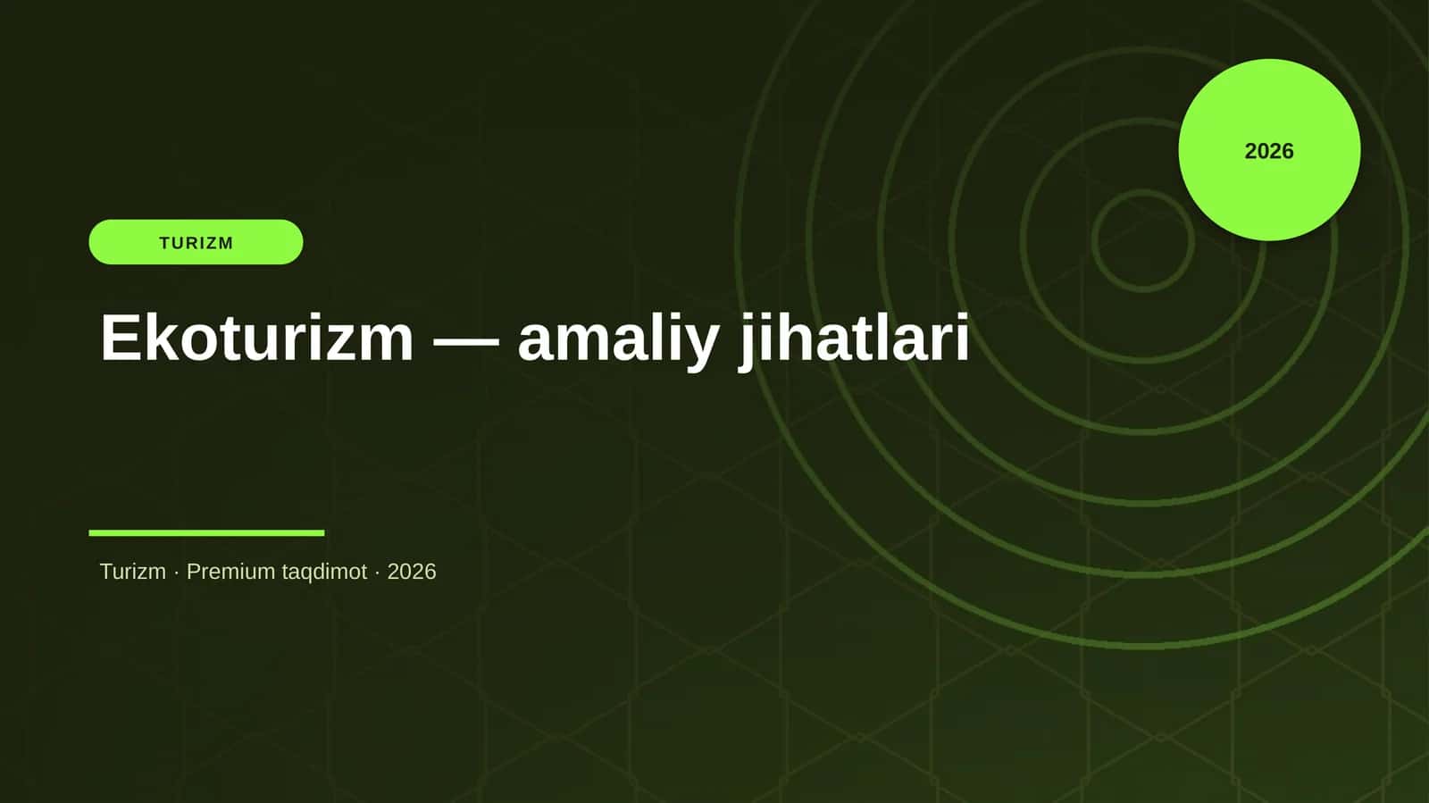 Ekoturizm — amaliy jihatlari 1