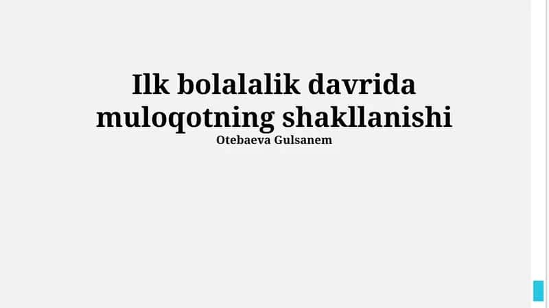 Ilk bolalalik davrida muloqotning shakllanishi 1