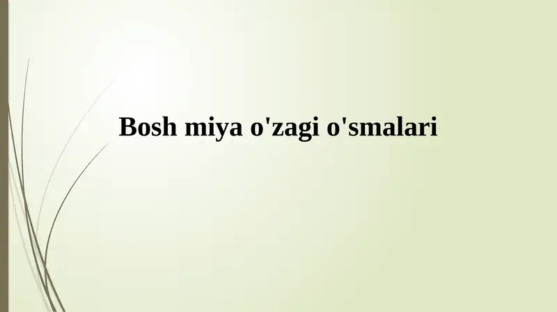Bosh miyao'zagio'smalari 1