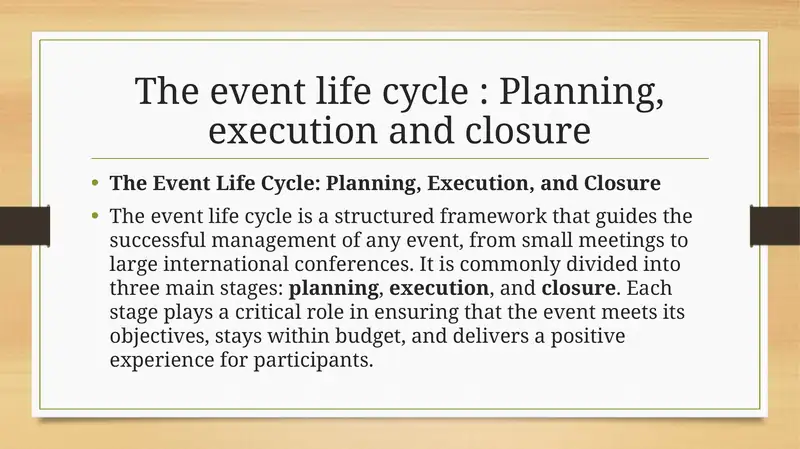 The event life cycle 1