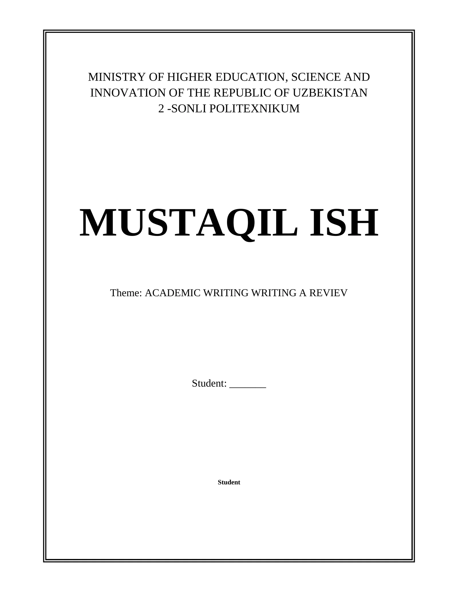 ACADEMIC WRITING WRITING A REVIEV 1