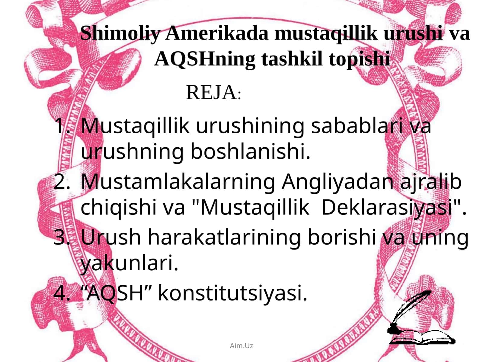 Mustaqillik urushi va AQSH ning tashkil topishi 1