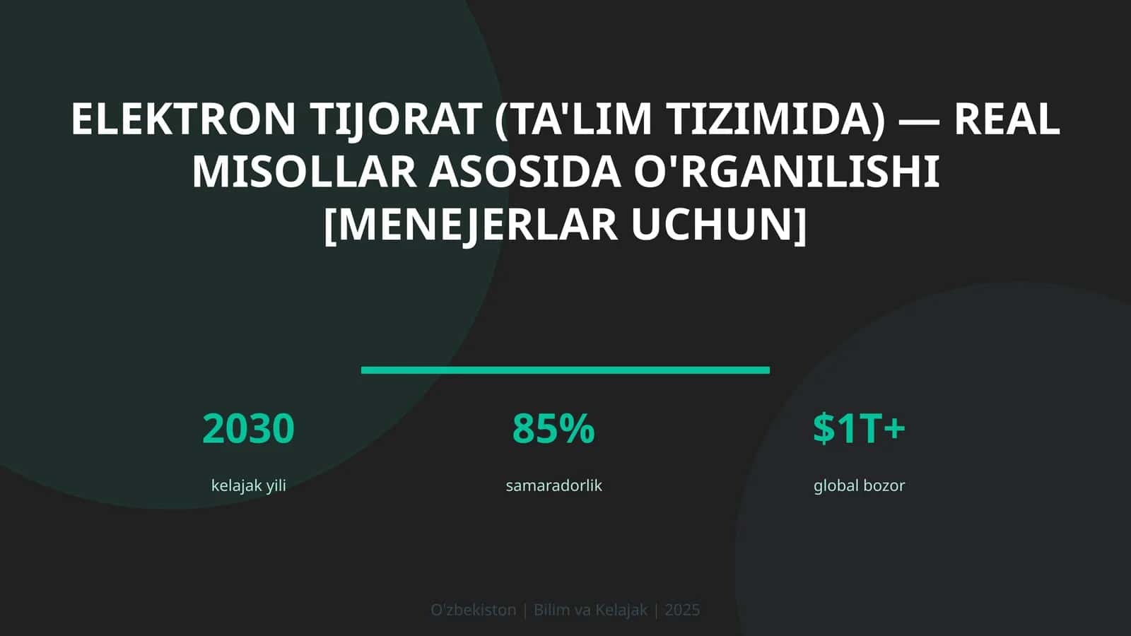 Elektron tijorat (ta'lim tizimida) — real misollar asosida o'rganilishi [menejerlar uchun] 1