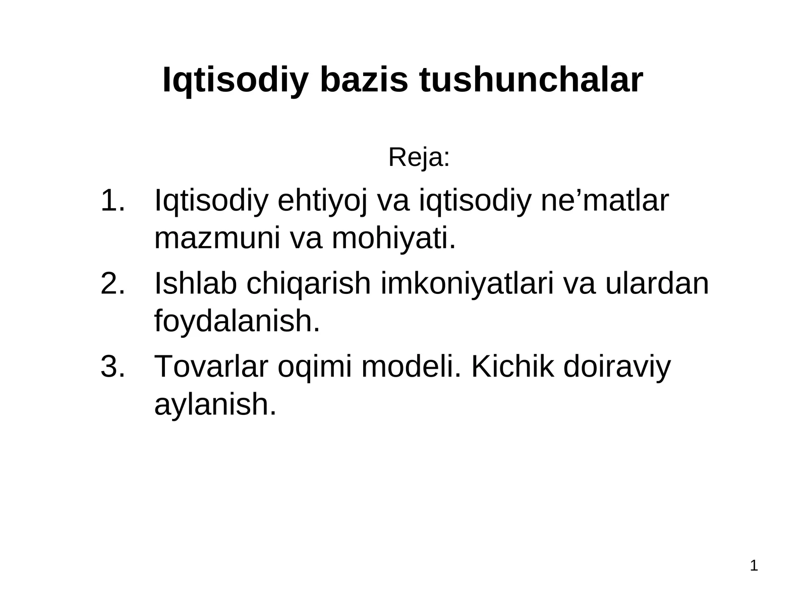 Iqtisodiy bazis tushunchalar 1