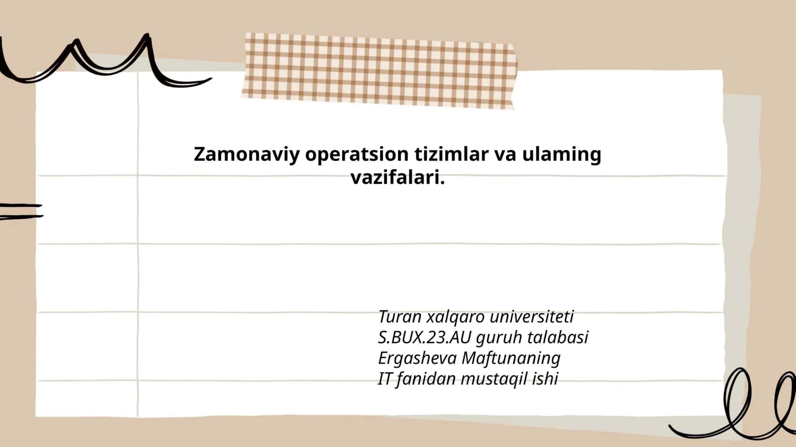 Zamonaviy operatsion tizimlar va ulaming vazifalari 1