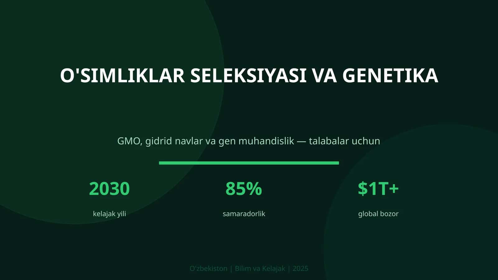 O'SIMLIKLAR SELEKSIYASI VA GENETIKA 1