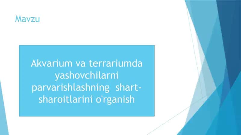 Akvarium va terrarumda yashovchilarni parvarishlashning shart-sharoitlarni. 1
