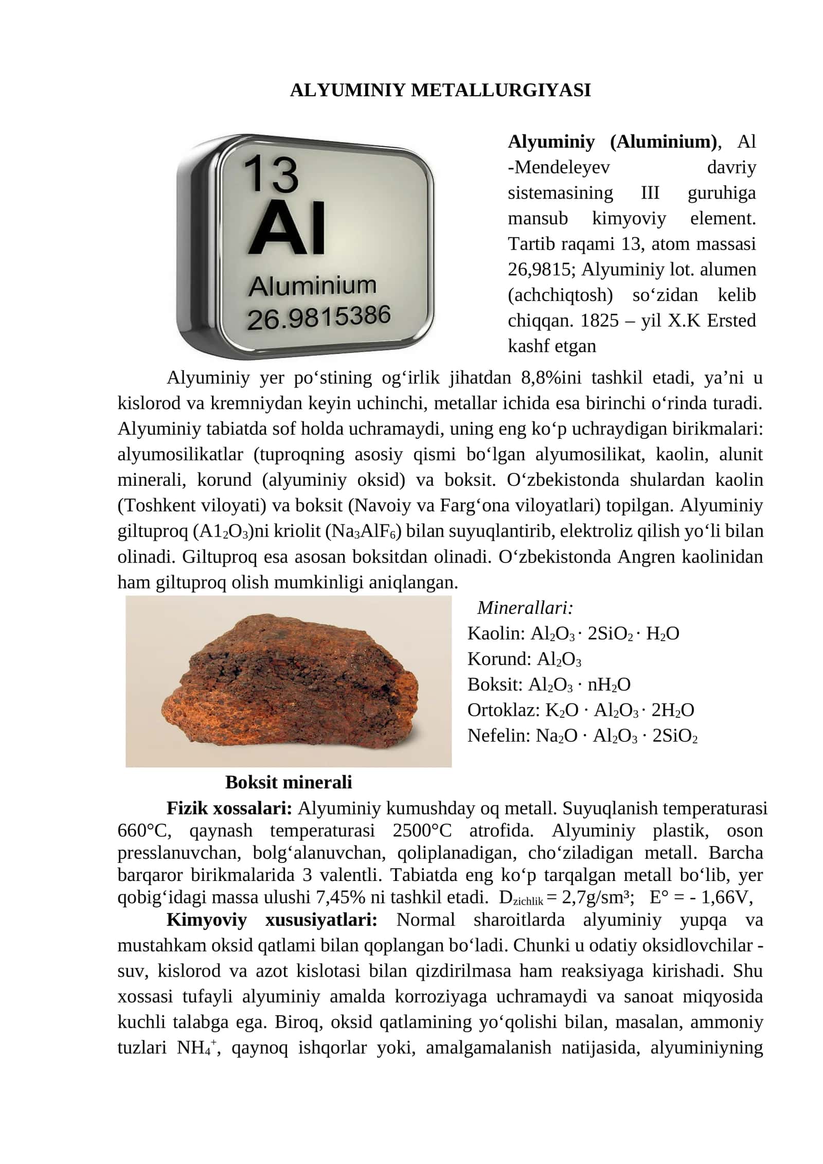 ALYUMINIY METALLURGIYASI 1