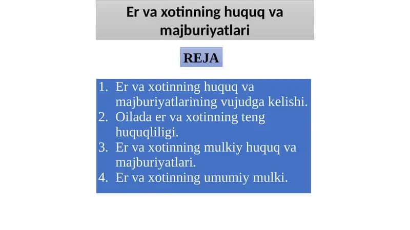 Erva xotinning huquq va majburiyatlari 1
