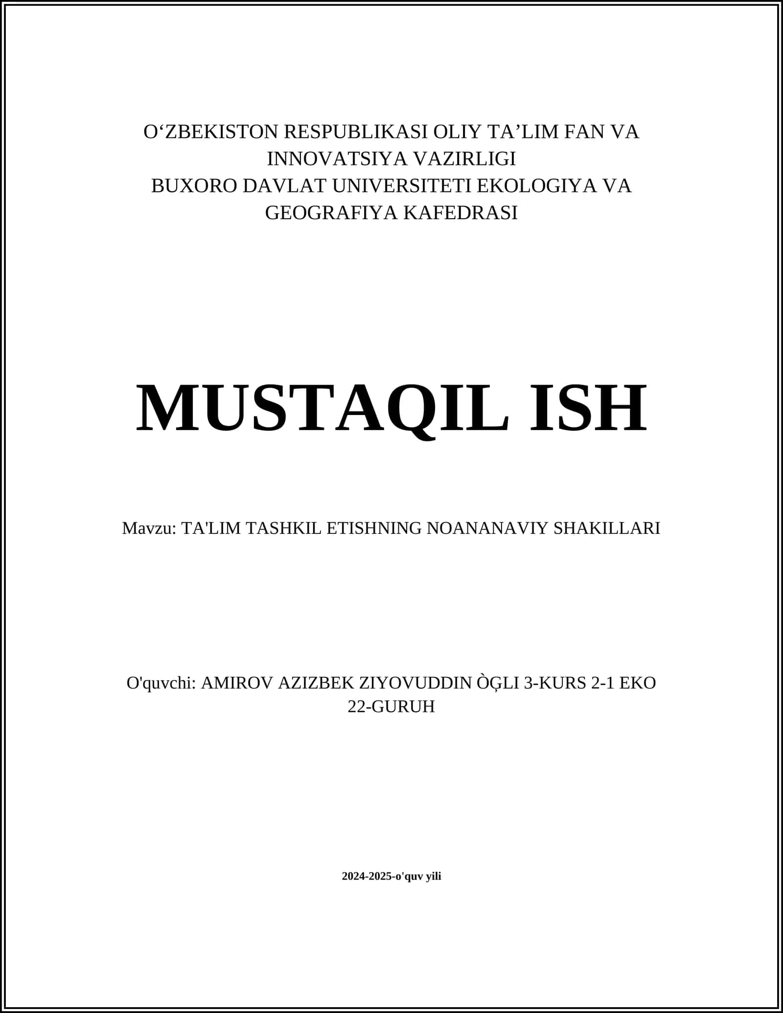 TA'LIM TASHKIL ETISHNING NOANANAVIY SHAKILLARI 1
