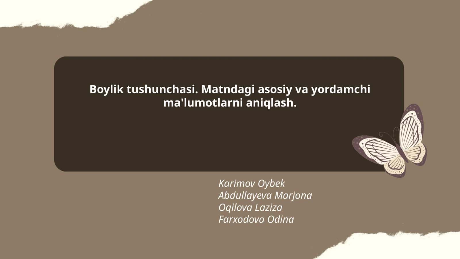 Boylik tushunchasi 1