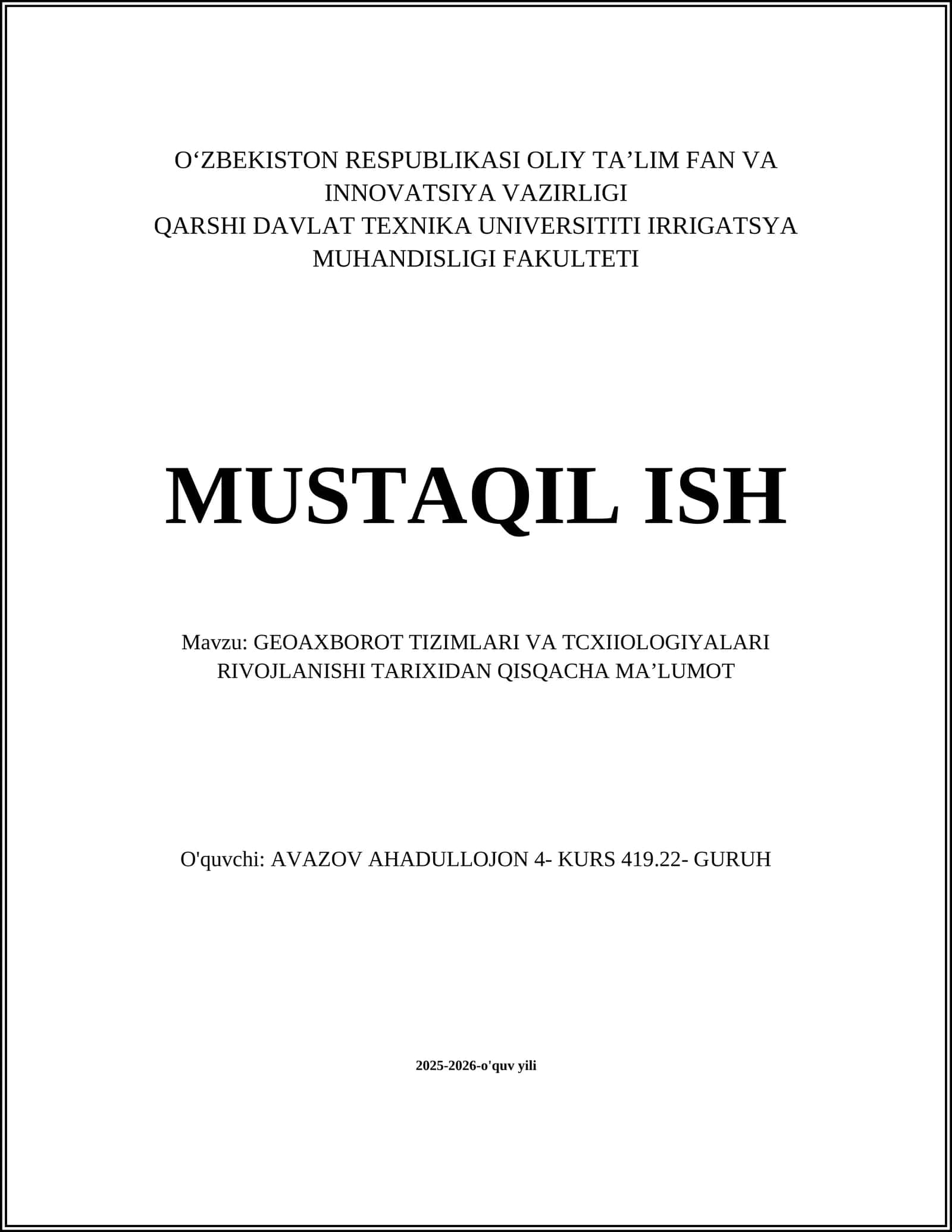 GEOAXBOROT TIZIMLARI VA TCXIIOLOGIYALARI RIVOJLANISHI TARIXIDAN QISQACHA MA’LUMOT 1
