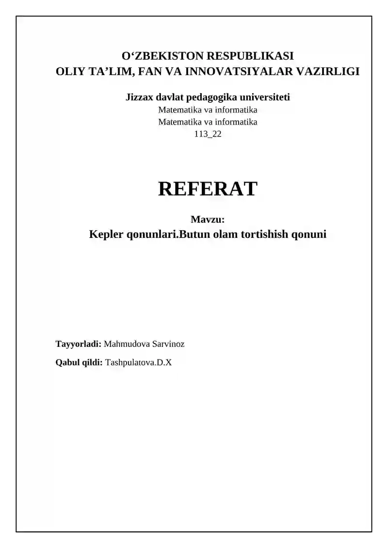 Kepler qonunlari