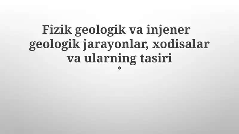 Geologiya va injenerlik geologiyasi 1