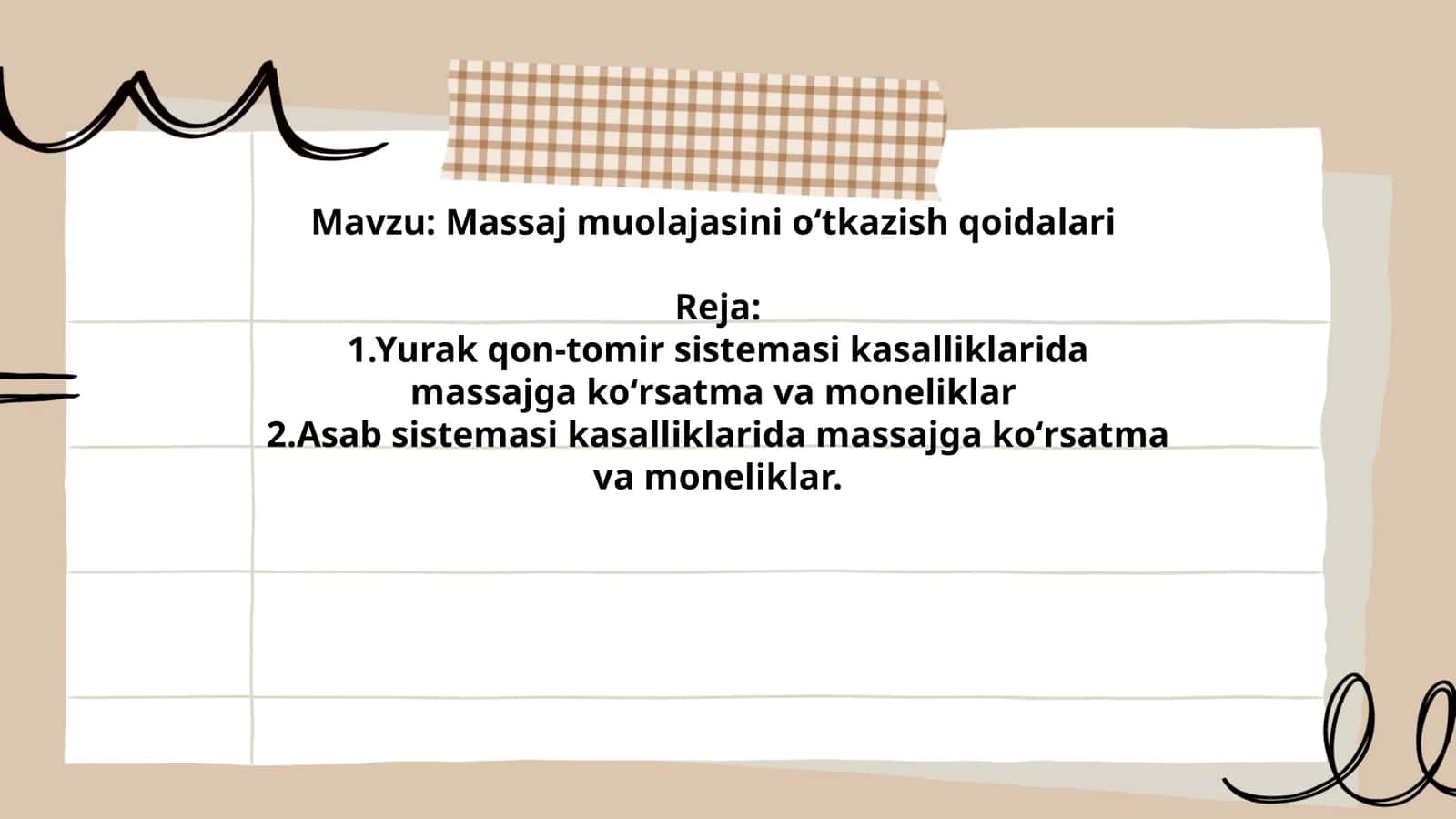Massaj muolajasini oʻtkazish qoidalari 1