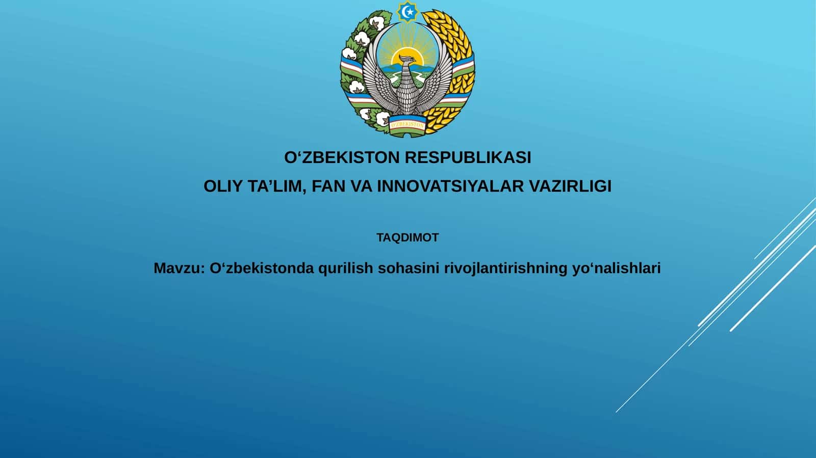 Oʻzbekistonda qurilish sohasini rivojlantirishning yoʻnalishlari 1